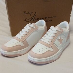 Vintage Havana White & Blush Pink Low-Top Sneakers